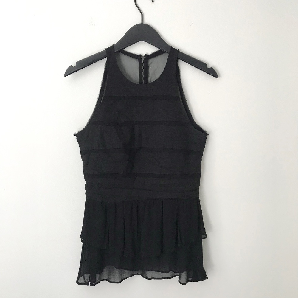 Nicole Miller Artelier Silk Zipper Back Blouse